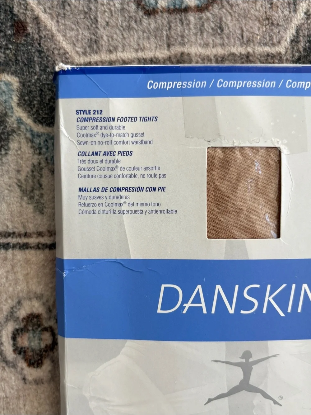 Danskin 212 Compression Microfiber Footed Tights Size C Light Toast NOS USA